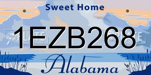 1EZB268 Alabama License Plate