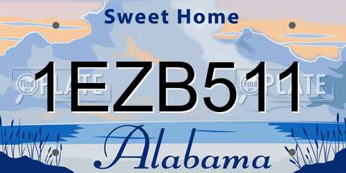 1EZB511 Alabama License Plate