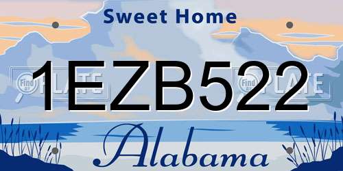 1EZB522 Alabama License Plate