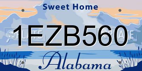 1EZB560 Alabama License Plate