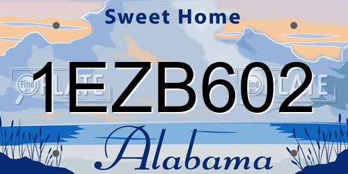 1EZB602 Alabama License Plate