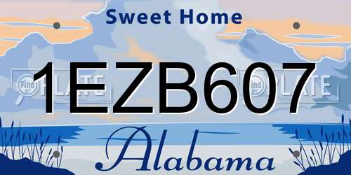 1EZB607 Alabama License Plate