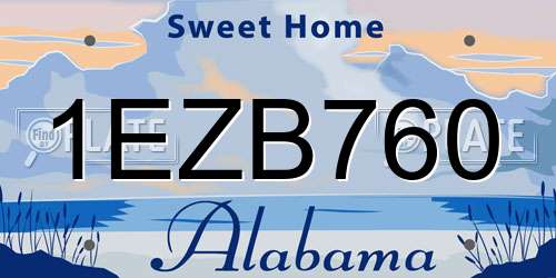 1EZB760 Alabama License Plate