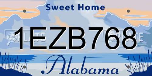1EZB768 Alabama License Plate