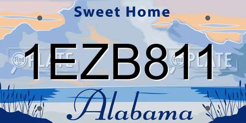 1EZB811 Alabama License Plate