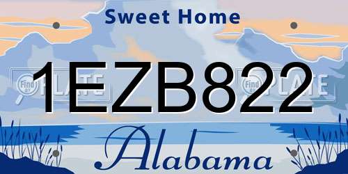 1EZB822 Alabama License Plate