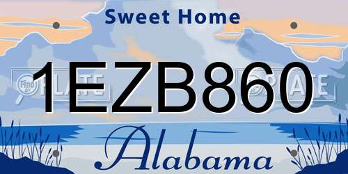 1EZB860 Alabama License Plate