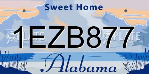 1EZB877 Alabama License Plate