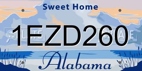 1EZD260 Alabama License Plate