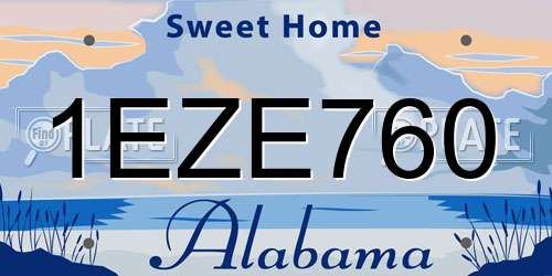 1EZE760 Alabama License Plate