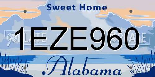 1EZE960 Alabama License Plate