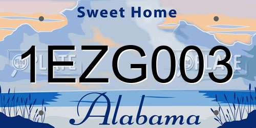 1EZG003 Alabama License Plate
