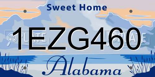 1EZG460 Alabama License Plate