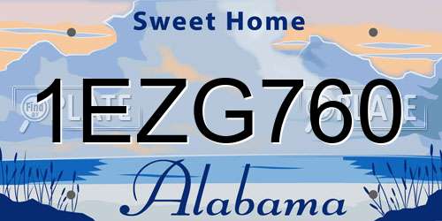 1EZG760 Alabama License Plate
