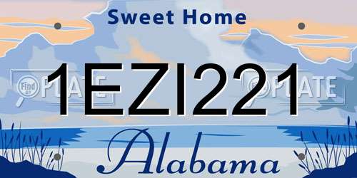 1EZI221 Alabama License Plate