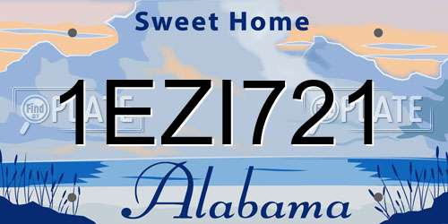 1EZI721 Alabama License Plate