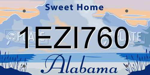1EZI760 Alabama License Plate