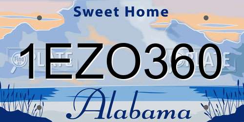 1EZO360 Alabama License Plate