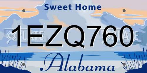 1EZQ760 Alabama License Plate