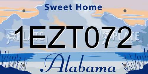 1EZT072 Alabama License Plate