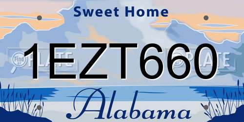 1EZT660 Alabama License Plate