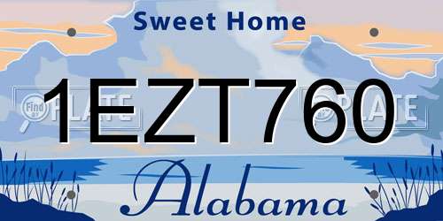 1EZT760 Alabama License Plate