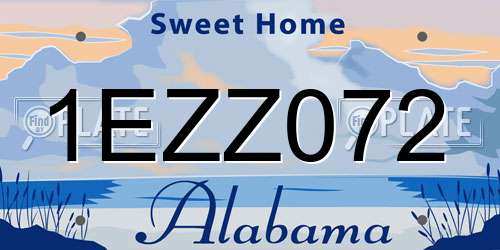 1EZZ072 Alabama License Plate