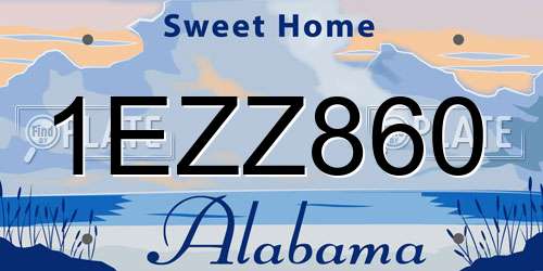 1EZZ860 Alabama License Plate