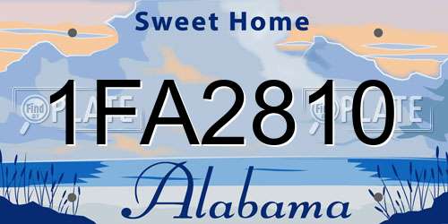 1FA2810 Alabama License Plate