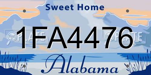 1FA4476 Alabama License Plate