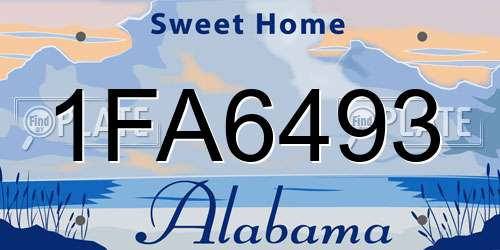 1FA6493 Alabama License Plate