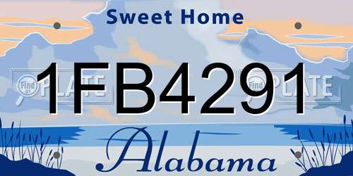 1FB4291 Alabama License Plate