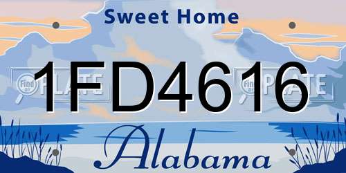 1FD4616 Alabama License Plate