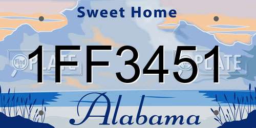 1FF3451 Alabama License Plate