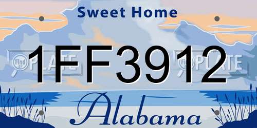 1FF3912 Alabama License Plate