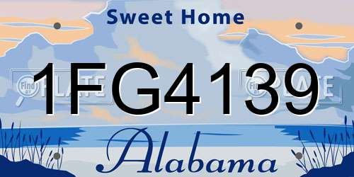 1FG4139 Alabama License Plate