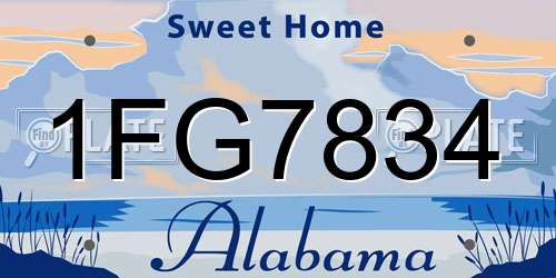 1FG7834 Alabama License Plate