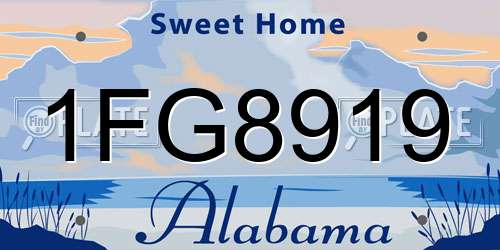 1FG8919 Alabama License Plate