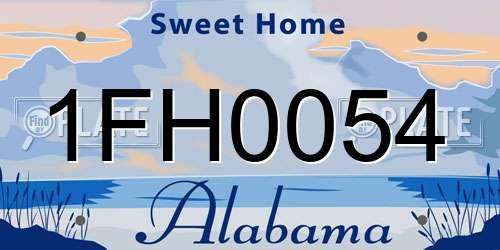 1FH0054 Alabama License Plate