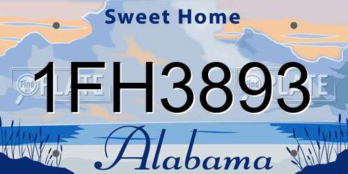 1FH3893 Alabama License Plate