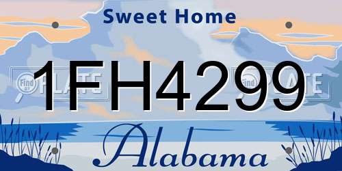 1FH4299 Alabama License Plate