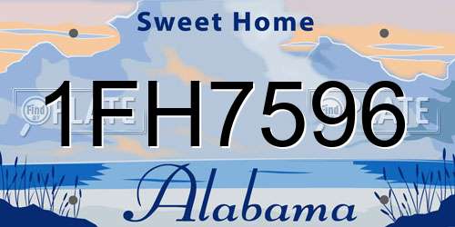 1FH7596 Alabama License Plate