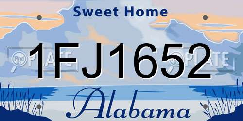 1FJ1652 Alabama License Plate