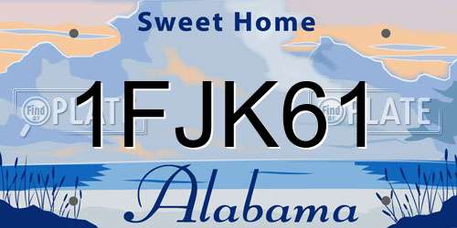 1FJK61 Alabama License Plate