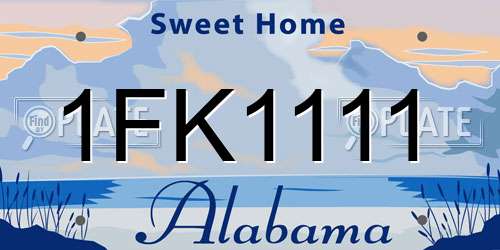 1FK1111 Alabama License Plate