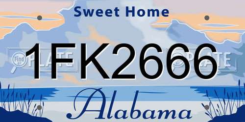 1FK2666 Alabama License Plate