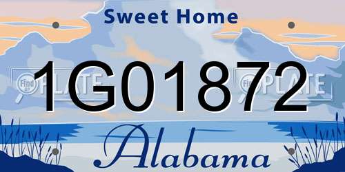 1G01872 Alabama License Plate