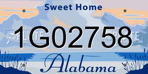 1G02758 Alabama License Plate