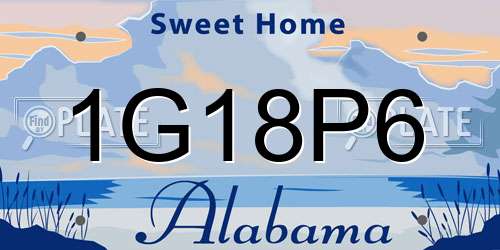 1G18P6 Alabama License Plate