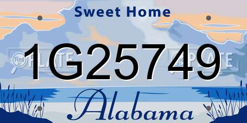 1G25749 Alabama License Plate